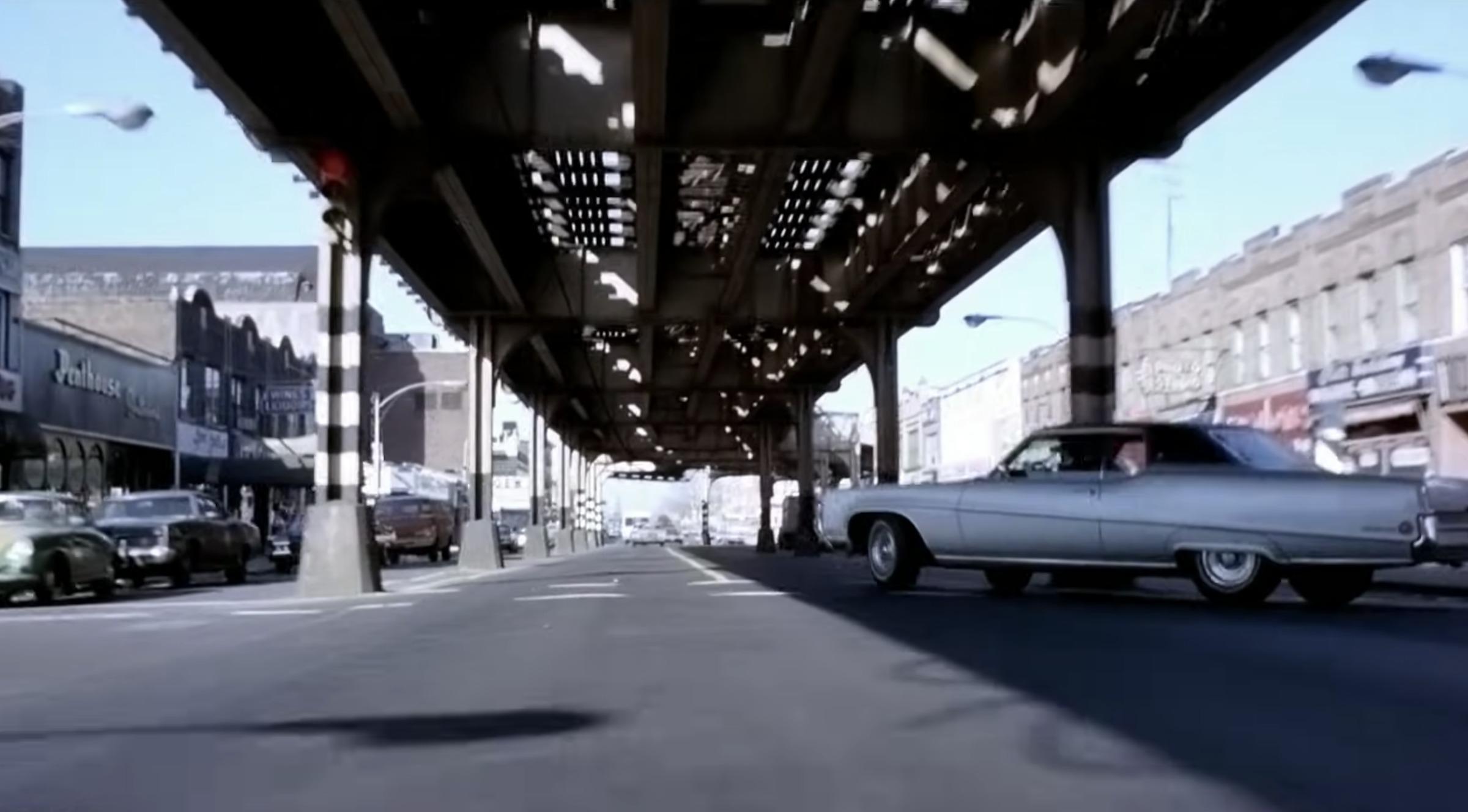 The elevated train and Pontiac chase sequence in The French Connection, 1971